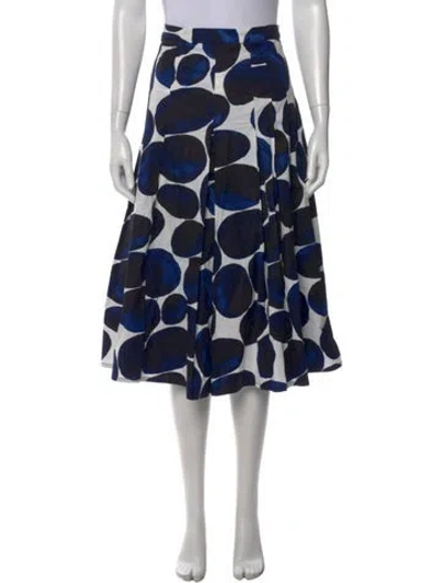 Pre-owned Samantha Sung Printed Midi Length Skirt In Blue