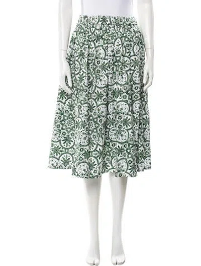 Pre-owned Samantha Sung Printed Midi Length Skirt In Green