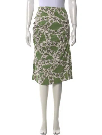 Pre-owned Samantha Sung Printed Midi Length Skirt In Green