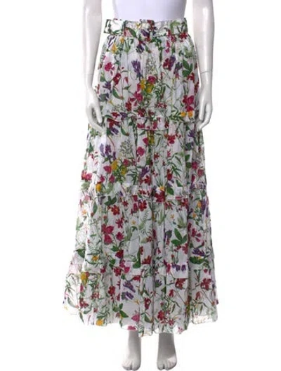 Pre-owned Samantha Sung Printed Midi Length Skirt In White