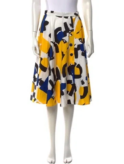 Pre-owned Samantha Sung Printed Midi Length Skirt In Yellow