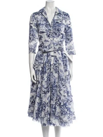 Pre-owned Samantha Sung Printed Ruffle Embellishment Set In Blue