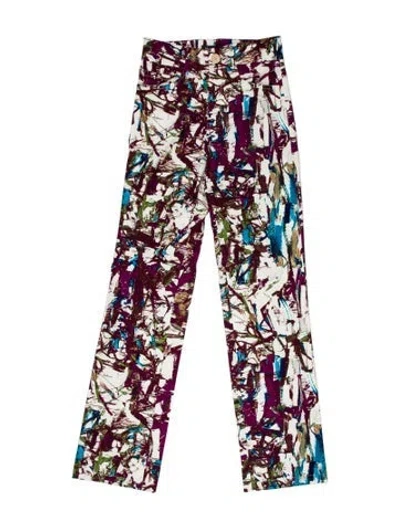 Pre-owned Samantha Sung Printed Straight Leg Pants In Purple