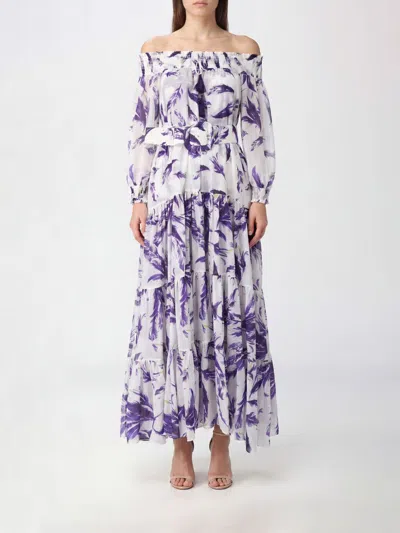 Samantha Sung Eden Floral Print Cotton Dress In Purple