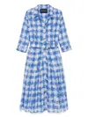 Samantha Sung Ratan Houndstooth-print Audrey Midi Dress In Blue
