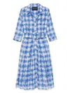 Samantha Sung Ratan Houndstooth-print Audrey Midi Dress In Blue