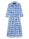 Samantha Sung Ratan Houndstooth-print Audrey Midi Dress In Blue