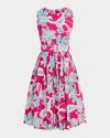Samantha Sung Rose Belted Pineapple-print A-line Dress In Pink