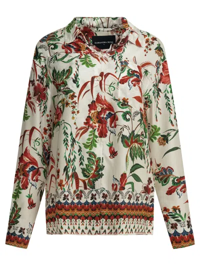 Samantha Sung Floral-print Silk Shirt In Animal Print
