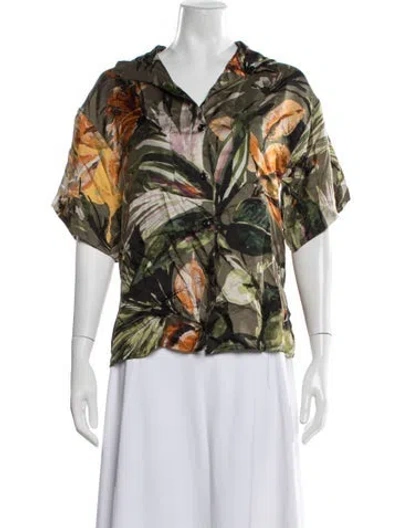 Pre-owned Samantha Sung Silk Floral Print Blouse W/ Tags In Multicolor