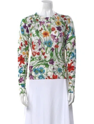 Pre-owned Samantha Sung Silk Floral Print Sweater In Multi