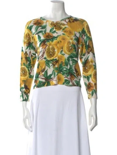 Pre-owned Samantha Sung Silk Floral Print Sweater In Multi
