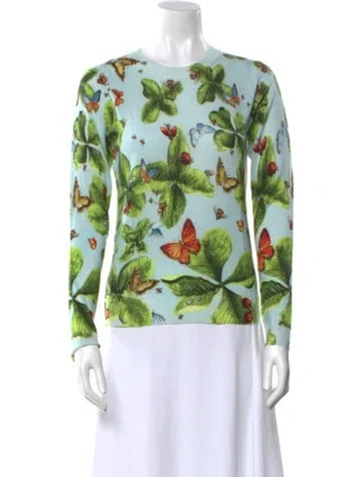 Pre-owned Samantha Sung Silk Floral Print Sweater W/ Tags In Multi