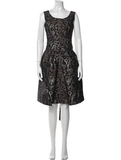 Pre-owned Samantha Sung Silk Knee-length Dress In Black/metallic