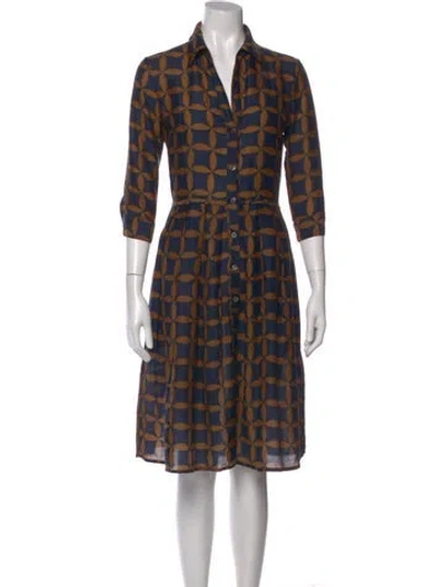 Pre-owned Samantha Sung Silk Knee-length Dress In Blue