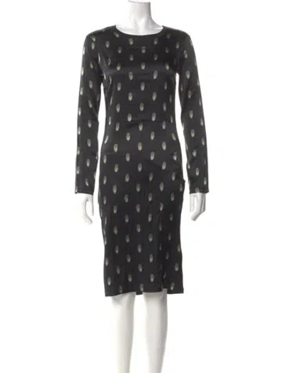 Pre-owned Samantha Sung Silk Knee-length Dress In Gray
