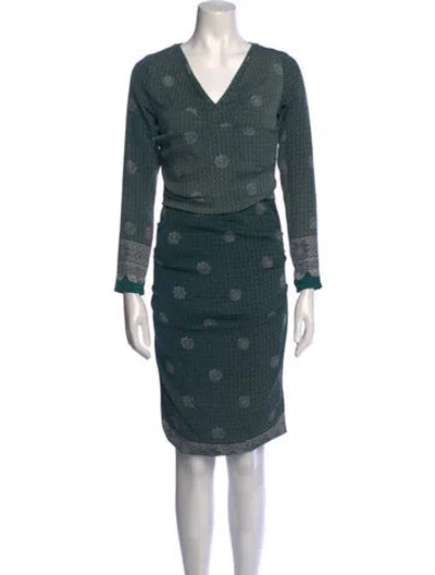 Pre-owned Samantha Sung Silk Knee-length Dress In Green