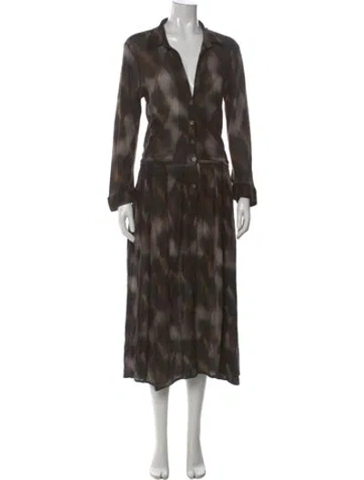 Pre-owned Samantha Sung Silk Long Dress In Brown