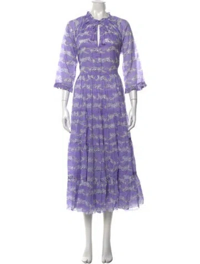 Pre-owned Samantha Sung Silk Long Dress W/ Tags In Purple