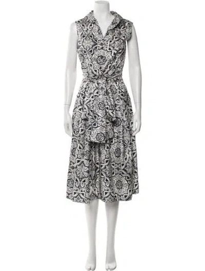 Pre-owned Samantha Sung Silk Midi Length Dress In Multi