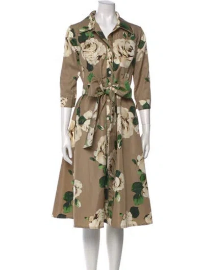 Pre-owned Samantha Sung Silk Midi Length Dress W/ Tags In Green