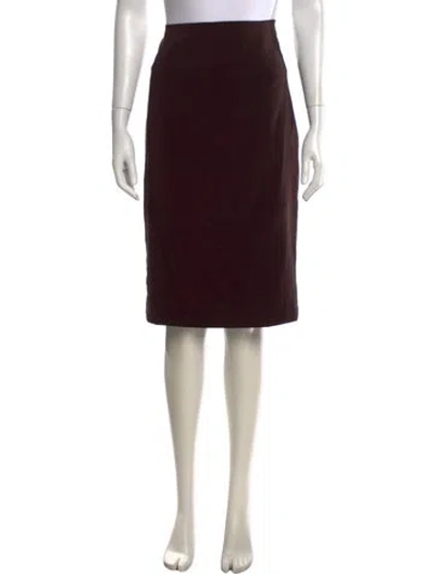 Pre-owned Samantha Sung Silk Midi Length Skirt In Brown