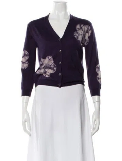 Pre-owned Samantha Sung Silk Printed Sweater In Purple