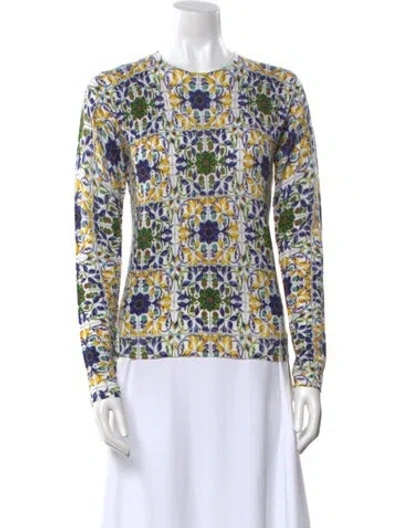 Pre-owned Samantha Sung Silk Printed Sweater W/ Tags In Multi