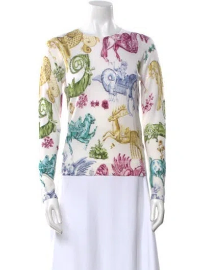 Pre-owned Samantha Sung Silk Printed Sweater W/ Tags In Neutral