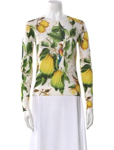 Pre-owned Samantha Sung Silk Printed Sweater W/ Tags In Yellow