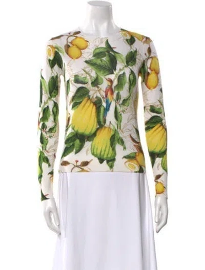 Pre-owned Samantha Sung Silk Printed Sweater W/ Tags In Yellow