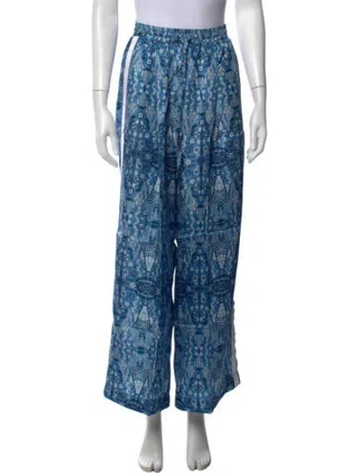 Pre-owned Samantha Sung Silk Wide Leg Pants W/ Tags In Blue