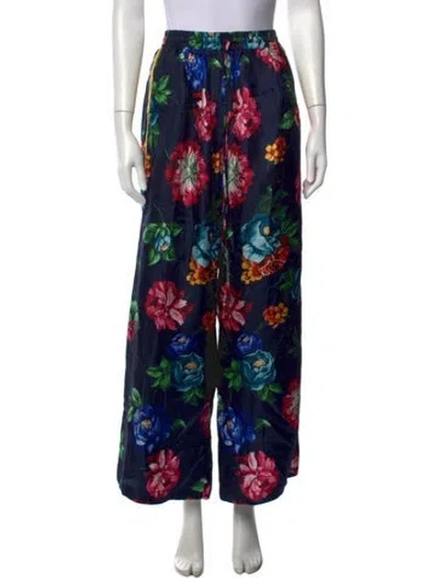 Pre-owned Samantha Sung Silk Wide Leg Pants W/ Tags In Blue