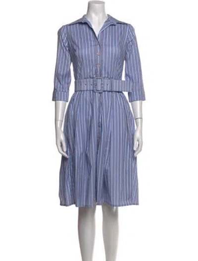 Pre-owned Samantha Sung Striped Knee-length Dress In Blue