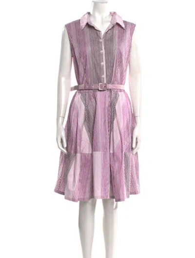 Pre-owned Samantha Sung Striped Knee-length Dress In Purple