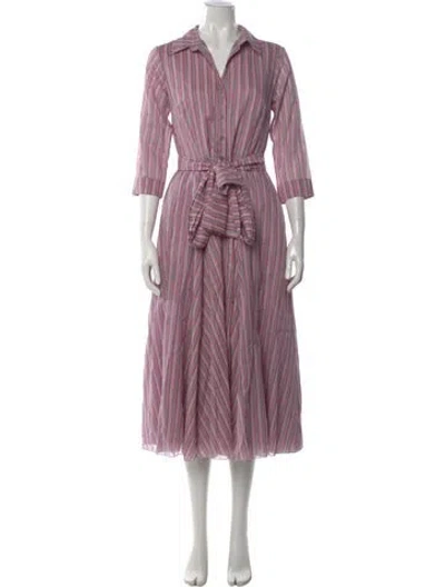 Pre-owned Samantha Sung Striped Long Dress In Pink