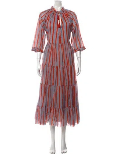 Pre-owned Samantha Sung Striped Long Dress W/ Tags In Multi