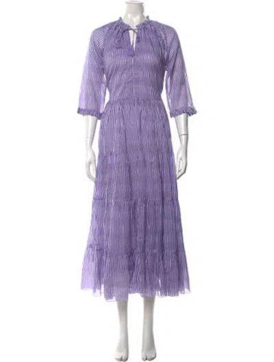 Pre-owned Samantha Sung Striped Long Dress W/ Tags In Purple