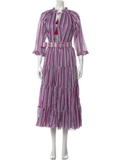 Pre-owned Samantha Sung Striped Long Dress W/ Tags In Purple
