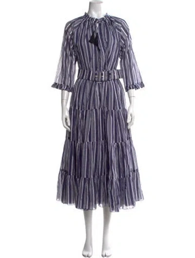 Pre-owned Samantha Sung Striped Long Dress W/ Tags In Purple