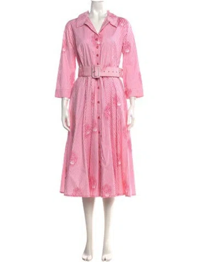 Pre-owned Samantha Sung Striped Midi Length Dress In Pink