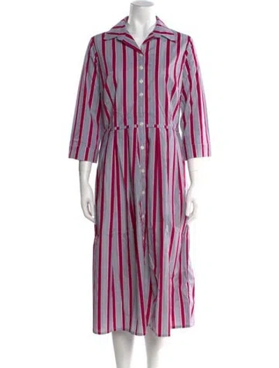 Pre-owned Samantha Sung Striped Midi Length Dress In Purple