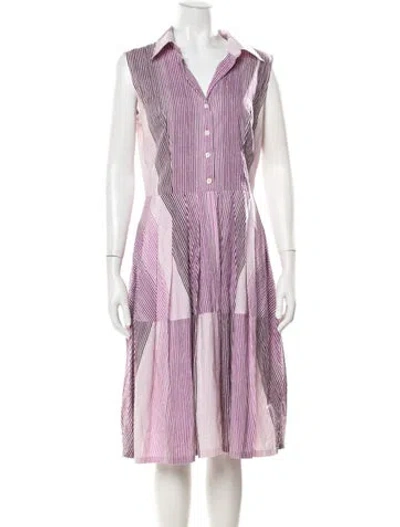 Pre-owned Samantha Sung Striped Midi Length Dress In Purple
