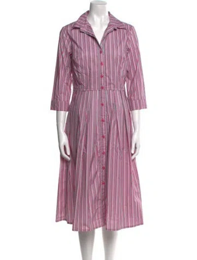 Pre-owned Samantha Sung Striped Midi Length Dress W/ Tags In Pink