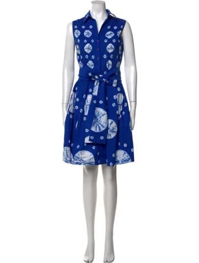 Pre-owned Samantha Sung Tie-dye Print Knee-length Dress In Blue