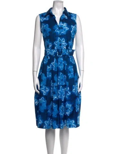 Pre-owned Samantha Sung Tie-dye Print Knee-length Dress In Blue
