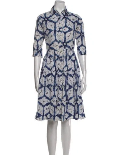 Pre-owned Samantha Sung Tie-dye Print Knee-length Dress In White
