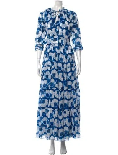 Pre-owned Samantha Sung Tie-dye Print Long Dress W/ Tags In Blue