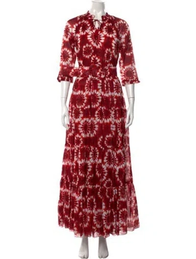 Pre-owned Samantha Sung Tie-dye Print Long Dress W/ Tags In White
