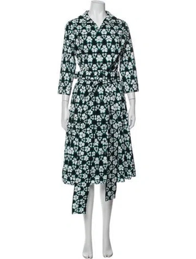 Pre-owned Samantha Sung Tie-dye Print Midi Length Dress In Blue